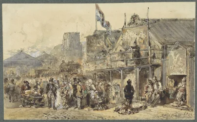 Jahrmarkt in Leeuwarden, die Oldenhove im Hintergrund