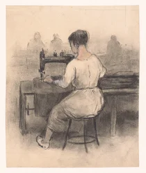 Frau an der Nähmaschine