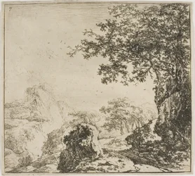 Gebirgslandschaft mit einer Straße, aus der Serie Landschaftsset