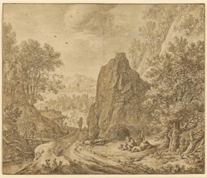 Berglandschaft mit Figuren