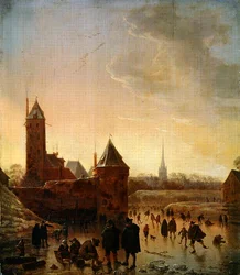 Eislaufen vor den Stadtmauern von Utrecht