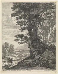 Landschaft mit Malern am Fuß einer Baumgruppe