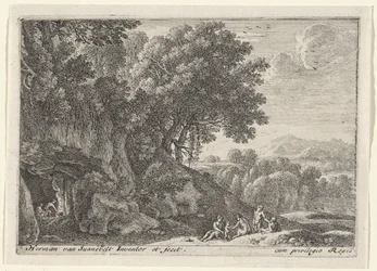 Satyrn um das Feuer in einer Höhle