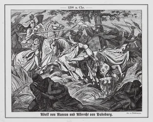 Adolph von Nassau und Albert I. von Habsburg in der Schlacht von Gollheim