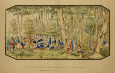 Sa-tan-ti spricht zu den Friedenskommissaren am Council Grove, Medicine Lodge Creek