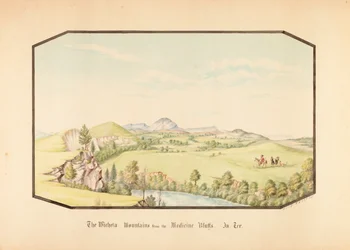 Die Wichita Mountains von Medicine Bluff, Indianergebiet