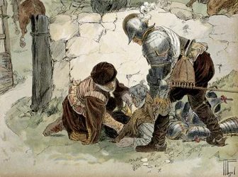 Heinrich IV. (1553-1610) verletzt bei einer Erkundung in Aumale gegen die Armee von Mayenne