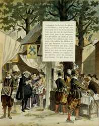 Heinrich IV. auf der Messe von Saint Germain nach seiner Hochzeit am 16. Dezember
