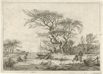 Winterlandschaft mit Schlittschuhläufern