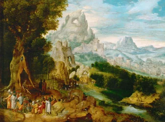 Landschaft mit Johannes dem Täufer predigend