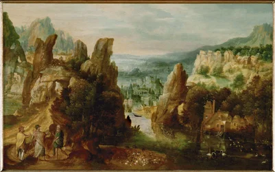 Landschaft mit den Aposteln auf dem Weg nach Emmaus