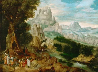 Landschaft mit Johannes dem Täufer beim Predigen
