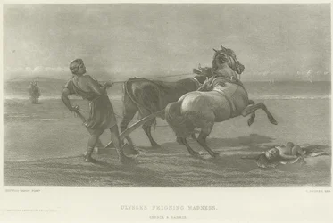 Odysseus täuscht Wahnsinn vor (Gravur)