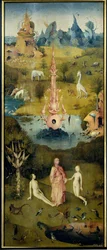 Das Paradies, Die Erschaffung von Adam und Eva (linkes Panel des Gartens der Lüste)
