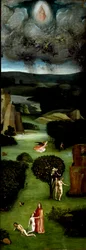 Triptychon des Jüngsten Gerichts: linkes Panel, Adam und Eva im Paradies