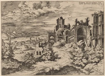 Ruinen auf dem Palatin mit einer Panoramalandschaft