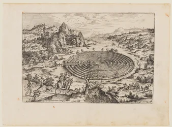 Das kretische Labyrinth, aus Landschaften mit biblischen und mythologischen Szenen