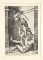 Soldat tötet einen nackten Mann