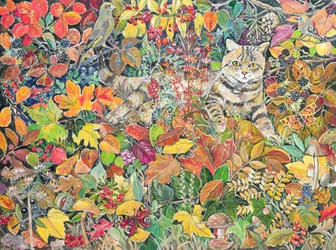 Getigerte Katze im Herbst, 1996