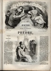 Phèdre, von Jean Racine (1639-1699) - Gravur in „Werke von Jean Racine“ illustriert von Pauquet und mit einer Notiz von Emile de La Bédollière - 1851