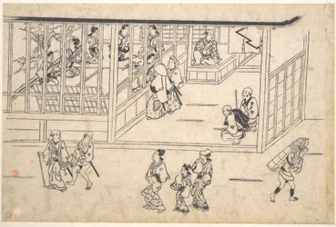 Straßenszene im Yoshiwara