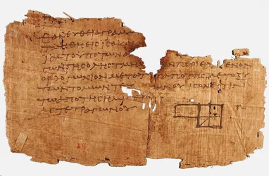 Papyrus Oxyrhynchus 29, mit einem Fragment von Euklids Elementen, zwischen 75 und 125 n. Chr.
