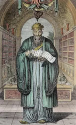 Kong-Fu-Tse, oder Konfuzius, der berühmteste Philosoph Chinas, graviert von Henry Fletcher (fl.1729)