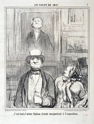 Werk von Honore Daumier (1857): Serie SALON DE 1857 „Es ist immer noch schmeichelhaft, sein Porträt auf der Ausstellung zu haben“