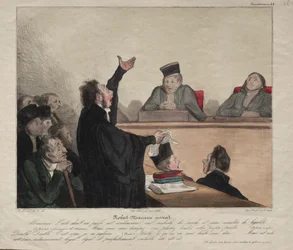 Caricaturana, Tafel 44: Robert-Macaire, Anwalt, 1837