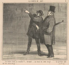 Sehen Sie den Kometen? Da oben...