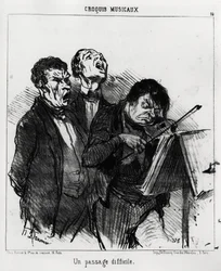 Musikalische Skizzen: ein schwieriger Abschnitt. Illustration von Honoré Daumier (1808-1879), veröffentlicht in den Nachrichten in Charivari, datiert 5. März 1852