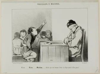 „Sir... Sir... Siiiirrrr... Christus, es ist ärgerlich, eine Kolik zu haben, wenn der Aufseher beaufsichtigt,“ Tafel 13 aus Professeurs Et Moutards