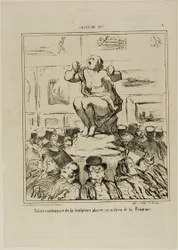 Der Unmut über eine Skulptur inmitten einer Gemäldeausstellung, Platte 5 aus Salon De 1857