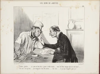 Prozessieren Sie nur, prozessieren Sie... das wird ein guter Streich, den Sie Ihrem Nachbarn spielen... Sie werden ihn mehr als hundert Taler verschlingen lassen! Ja, aber ich... ich würde ebenso die meinen verschlingen... die Taler, und darauf habe ich