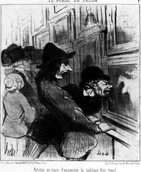 Das Publikum der Show. Künstler, die das Gemälde eines Rivalen begutachten, aus 