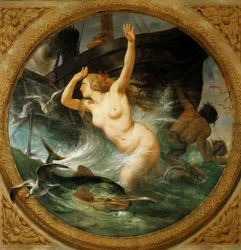 Dampf vertreibt die Meeresgötter, Deckenmalerei, Salle des Pas perdus, 1839-1847