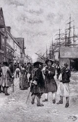 Entlang der Wasserfront im alten New York, Illustration aus 