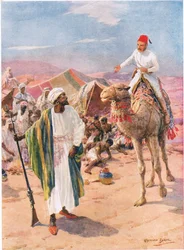 Allein und unbewaffnet ritt Gordon in das Lager der Sklavenhändler, Illustration aus 