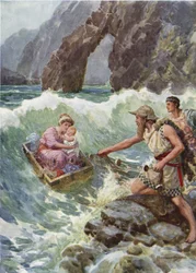 Er zog sie und das Baby sicher auf einen Felsvorsprung. Aus 