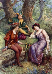 Rosalind, Celia und Touchstone