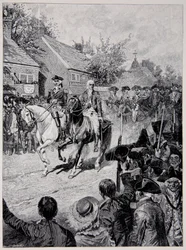 Der zivile Umzug angeführt von General Washington und Gouverneur Clinton