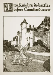 Zwei Ritter kämpfen vor Cameliard, Illustration aus 
