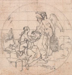 Entwurf für eine Medaille: Figur von Britannia (?) und Fortuna (?) oder Victoria (?)