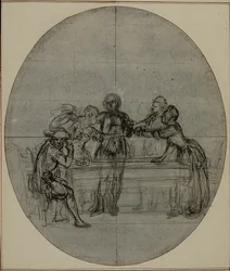 Studie für eine nie veröffentlichte zweite Ausgabe von Colles "La Partie de Chasse de Henri IV", Akt III, Szene 10