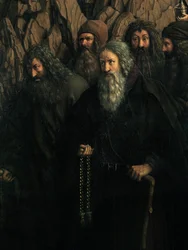 Detail der Eremiten, von der rechten Seite des Genter Altars