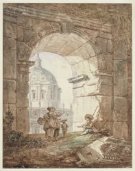 Blick auf St. Peter in Rom (Architektonisches Capriccio)