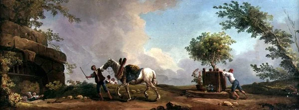 Gärtner transportieren einen Orangenbaum