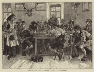 Skizzen in den Bayerischen Alpen, I, ein Wirtshaus