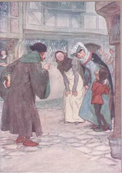 Komm schon, Sirrah, antworte deinem Meister, hab keine Angst, Illustration aus Die lustigen Weiber von Windsor, 1910
