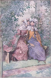 Lasst uns gemeinsam gegen diesen fettigen Ritter beraten, Illustration aus Die lustigen Weiber von Windsor, 1910
